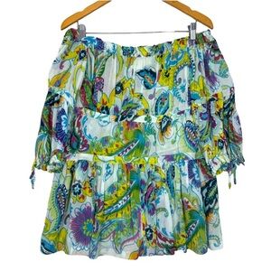 Maeve‎ Frankie Peasant Blouse Size Small Yellow Green Purple